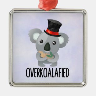Overkoalafied Pun Cute Koala in Top Hat Metal Ornament