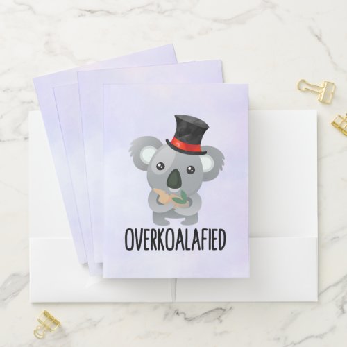 Overkoalafied Pun Cute Koala in Top Hat Pocket Folder