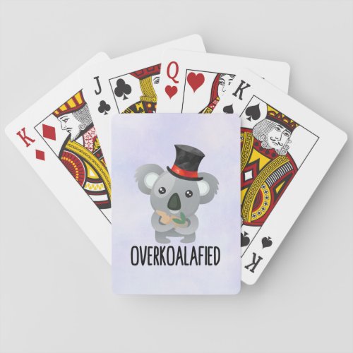 Overkoalafied Pun Cute Koala in Top Hat Poker Cards