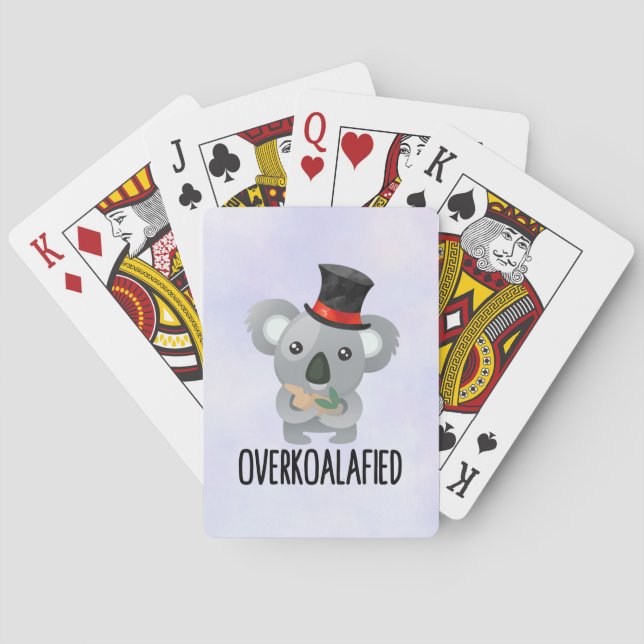 Overkoalafied Pun Cute Koala in Top Hat Poker Cards (Back)