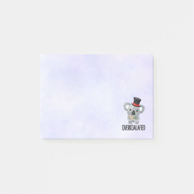 Overkoalafied Pun Cute Koala in Top Hat Post-it Notes (Front)