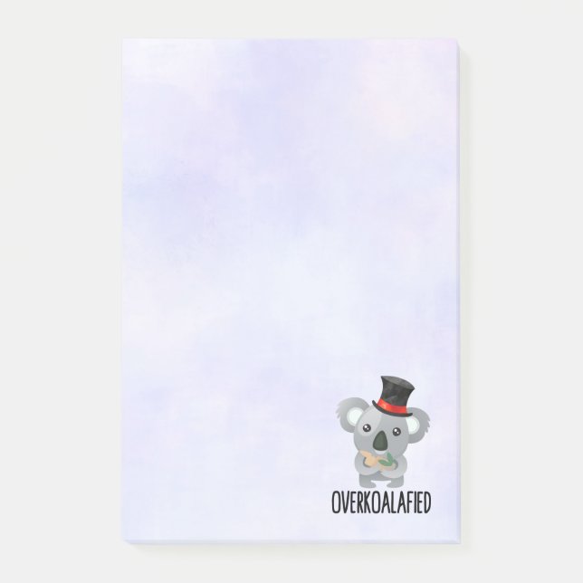 Overkoalafied Pun Cute Koala in Top Hat Post-it Notes (Front)