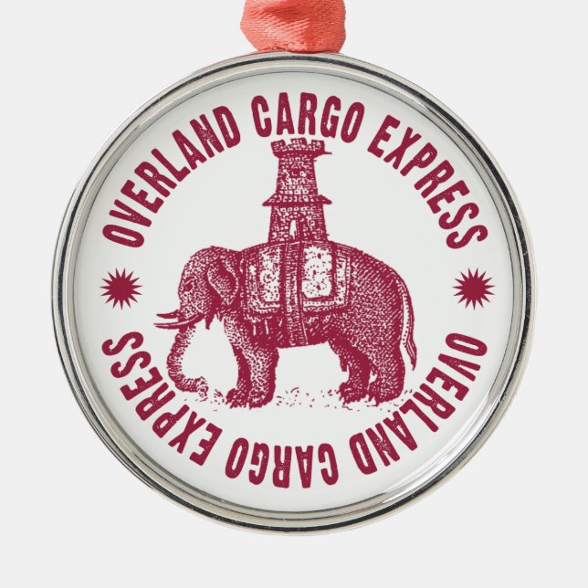 Overland Cargo Express Elephant Metal Ornament (Front)