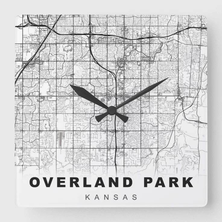 Overland Park Map Square Wall Clock Zazzle