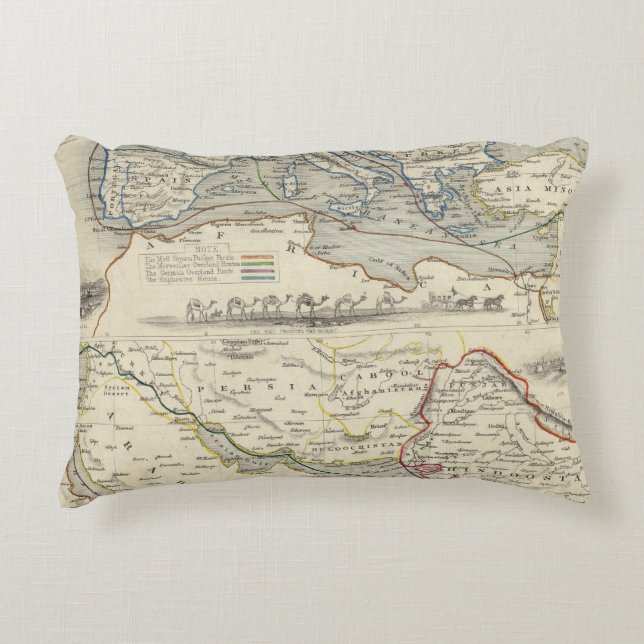 Overland Route To India Accent Pillow (Front)
