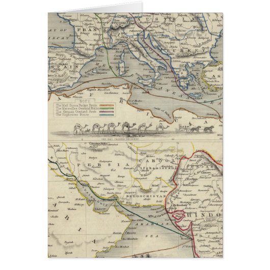 Overland Route To India Cards (Front)