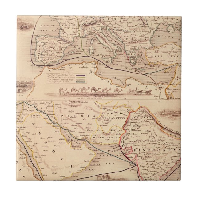 Overland Route to India Ceramic Tile (Front)