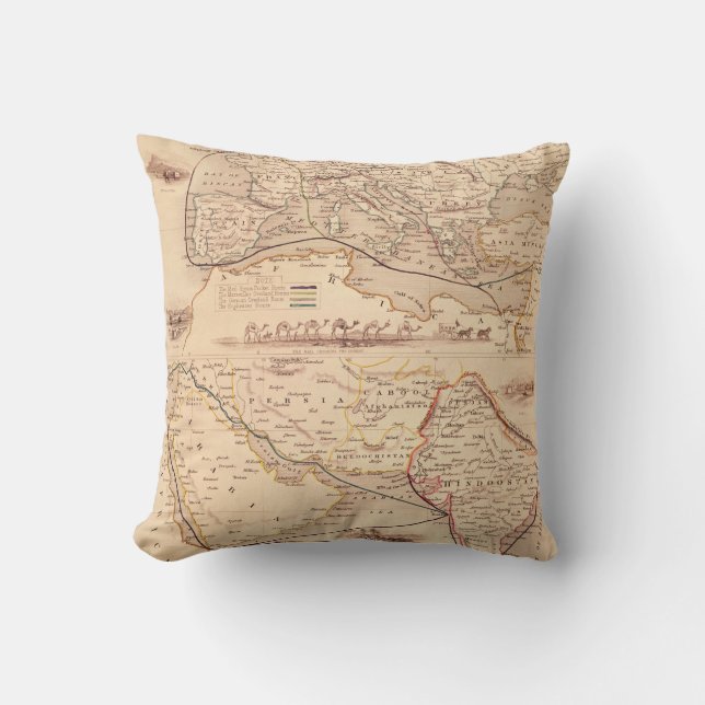Overland Route to India Throw Pillow (Front)