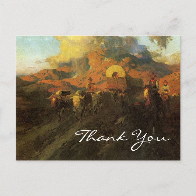 Overland Trail by Frank Tenney Johnson, Thank You Postcard (Front)