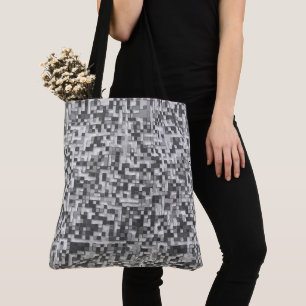 Overlap of small squares in tones of grey to clear tote bag