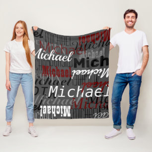 Overlapped Names all-over Dark-Gray Fleece Blanket