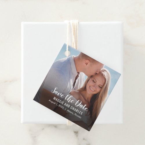 Overlapped Photo Save The Date Favor Tags