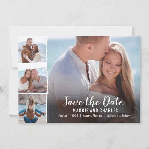 Overlapped Photos Save The Date Card