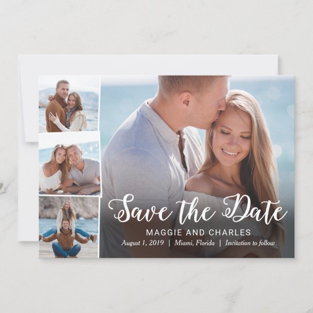 Overlapped Photos Save The Date Card (Front)
