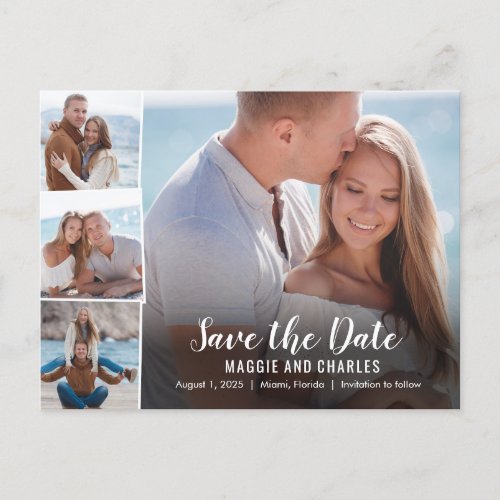 Overlapped Photos Save The Date Postcard