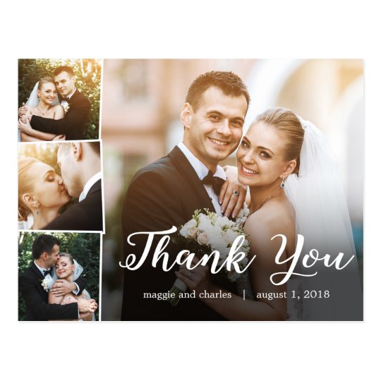 Modern Wedding Thank You Photo Card with Free Custom ...