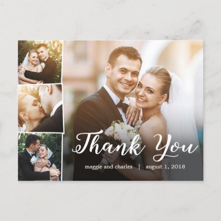 Overlapped Photos Wedding Thank You Card Postcard