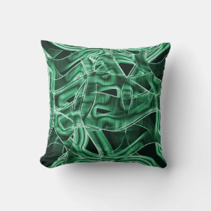Overlapping and crossed green acrylic cutouts throw pillow