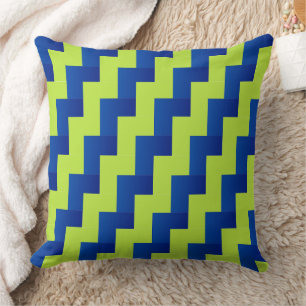 Overlapping Blue and Green Throw Pillow