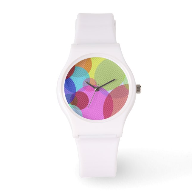 Overlapping Circles Colorful Abstract Art Watch (Front)
