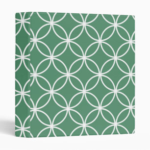 Overlapping Circles Pattern Sage Green White Binder