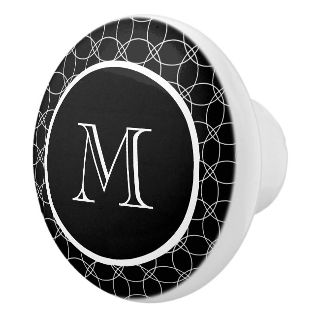 Overlapping Circles Personalized Monogram Ceramic Knob (Right)
