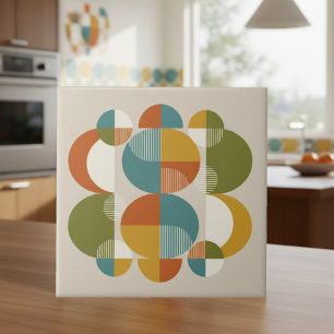 Overlapping Circles Pop Art Mid-Century #3 ID1224 Ceramic Tile