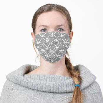 Overlapping Circles White And Gray Pattern Adult Cloth Face Mask by MHDesignStudio at Zazzle