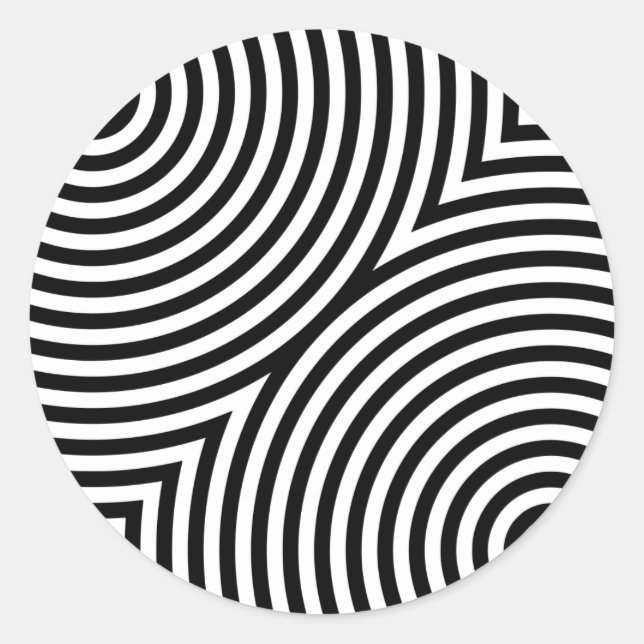 Overlapping Concentric Circles Classic Round Sticker (Front)