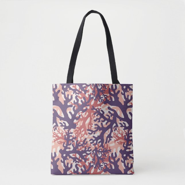 Overlapping Corals Purple Red Peach Tote Bag (Front)