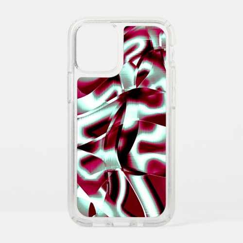 Overlapping curved ribbon in wine to chromed speck iPhone 12 mini case