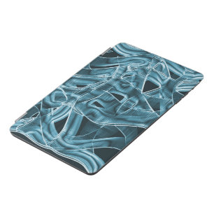 Overlapping curves like ribbon, blue neon relief iPad mini cover