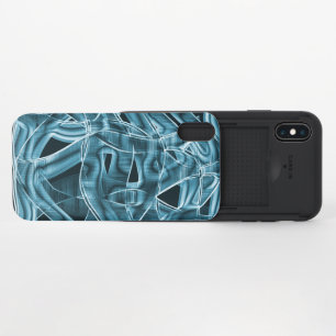 Overlapping curves like ribbon, blue neon relief iPhone x slider case