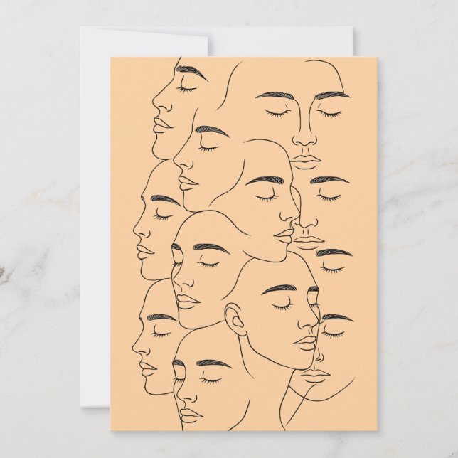 Overlapping Faces Print, Minimalist Line Art, Face Invitation (Front)
