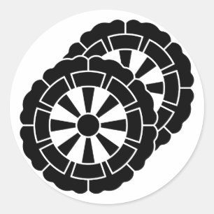 Overlapping flower-shaped Genji carts Classic Round Sticker