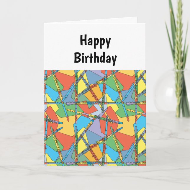 Overlapping Flutes Birthday Card (Front)