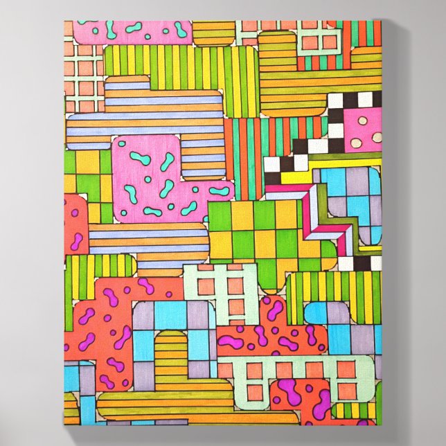 Overlapping Geometric Patterns Canvas Photo Tile (Front Set)