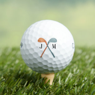 Overlapping Golf Clubs Customizable Initials Favor Balls