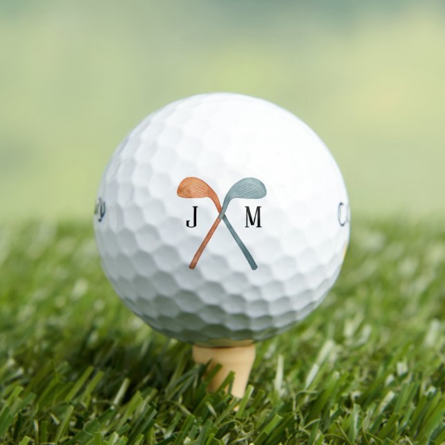 Overlapping Golf Clubs Customizable Initials Favor Balls (Insitu Tee)