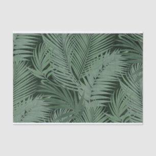 Overlapping Green Fern Leaves on Dark Background Tissue Paper