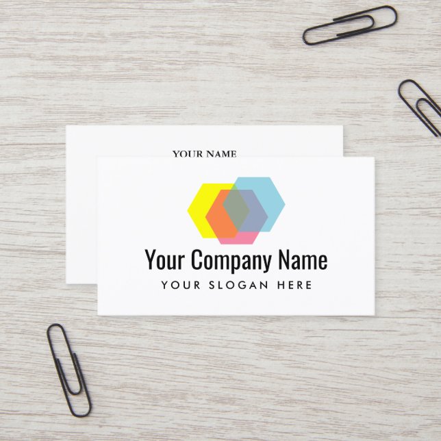 Overlapping hexagon logo business card template (Front/Back In Situ)