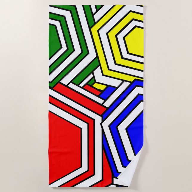 Overlapping Hexagons  Beach Towel (Front)