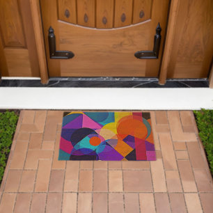 Overlapping Hues: Abstract Fusion Fiber Doormat