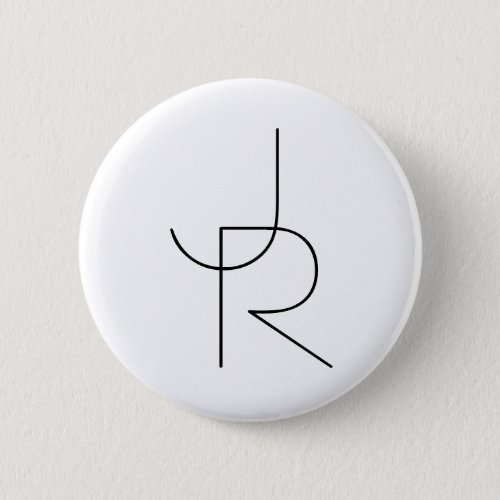 Overlapping Initials  Black On White Button