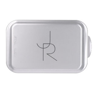 Overlapping Initials   Black On White Cake Pan