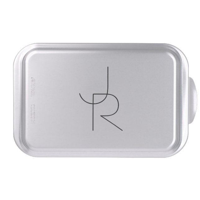 Overlapping Initials | Black On White Cake Pan (Front)