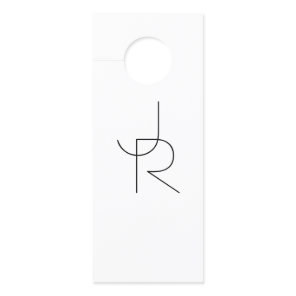 Overlapping Initials | Black On White Door Hanger