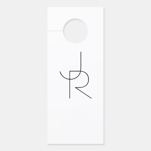 Overlapping Initials  Black On White Door Hanger