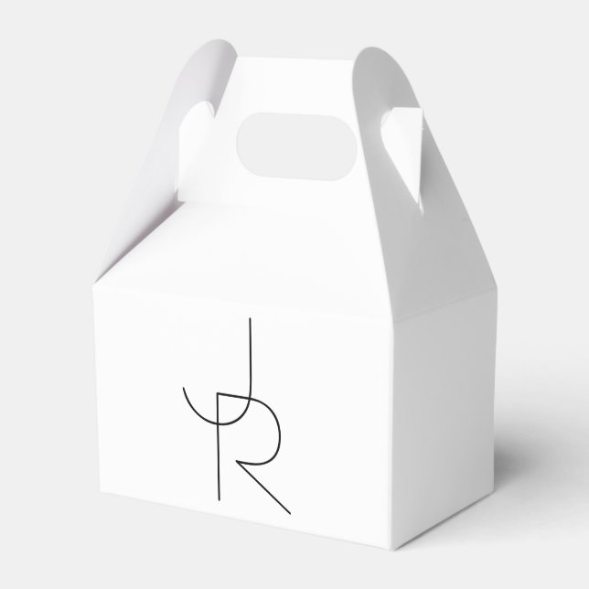 Overlapping Initials | Black On White Favor Boxes (Front Side)