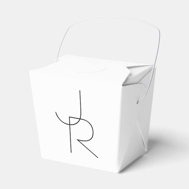 Overlapping Initials | Black On White Favor Boxes (Front Side)